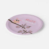 フクロウのテーマの誕生日の紙皿 ペーパープレート (アングル)