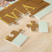 フクロウのテーマぶら下がったの木目印ジグソー ジグソーパズル (側面)