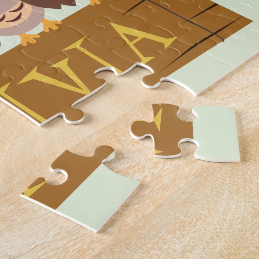 フクロウのテーマぶら下がったの木目印ジグソー ジグソーパズル (側面)