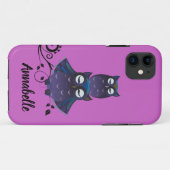 フクロウのデザインの紫色のiPhoneスマホケース Case-Mate iPhoneケース (裏面(横))