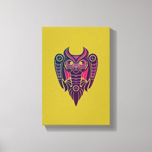 フクロウのトライバルタトゥー キャンバスプリント (正面)