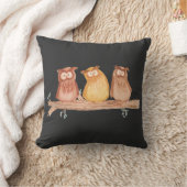 フクロウのトリオ クッション (ブランケット)