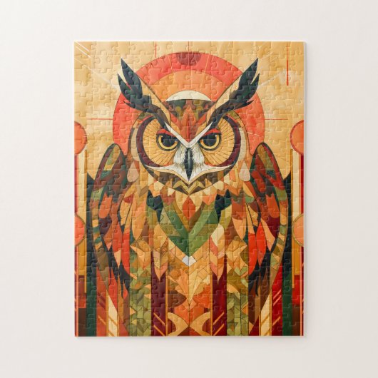 フクロウのトーテム – アーバンアールデコの精神 ジグソーパズル (縦)