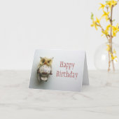 フクロウのハッピーバースデーカード カード (黄色い花)