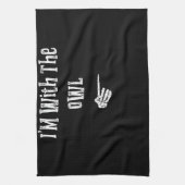 フクロウのハロウィンの衣装おもしろいカップルのマッチング キッチンタオル (縦)