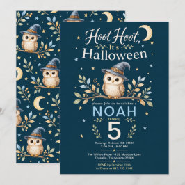 フクロウのハロウィーンパーティー お誕生日おめでとう 招待状