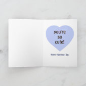 フクロウのバレンタインデー青い挨拶 シーズンカード (内部)