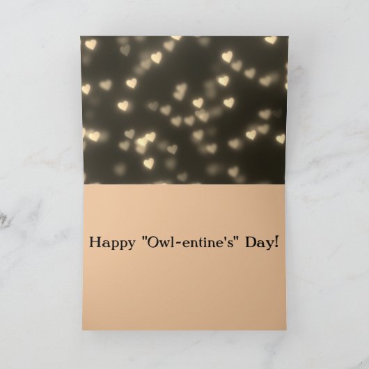 フクロウのバレンタインラブ ブルーセピアムーン ユニークカスタム カード (内部)