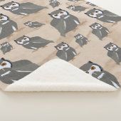 フクロウのパターンと素朴木材 シェルパブランケット (3/4)