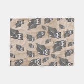 フクロウのパターンと素朴木材 フリースブランケット (正面(横))