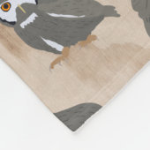 フクロウのパターンと素朴木材 フリースブランケット (角)