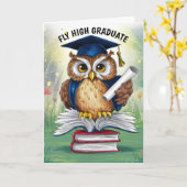 フクロウのパーソナライズされた卒業 カード (黄色い花)