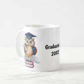フクロウのパーソナライズされた卒業 コーヒーマグカップ (正面左)