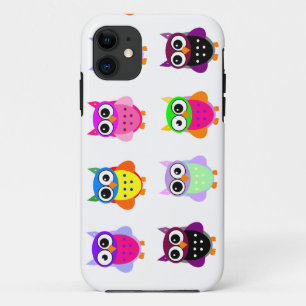 フクロウのパーティーのレトロのかわいいのかわいく多彩なフクロウのiPhone iPhone 11 ケース