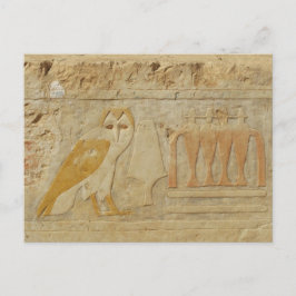 フクロウのヒエログリフの詳細、Hatshepsutの寺院、エジプト ポストカード