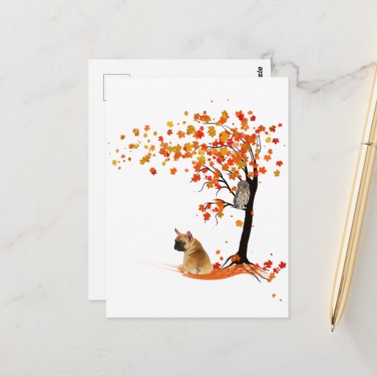 フクロウのフレンチファン私のスピリットアニマルズ ポストカード (正面/裏面インサイチュ)