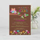 フクロウのベイビーシャワー招待状 招待状 (スタンド正面)