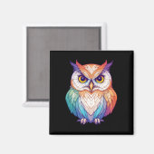 フクロウのベクターアートと色鮮やか付き マグネット (正面/裏面)