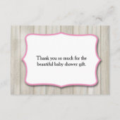 フクロウのベビーシャワーはピンクの感謝していしています サンキューカード (裏面)