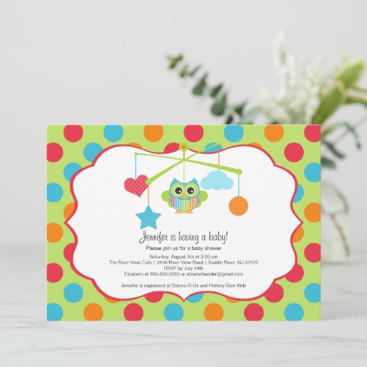 フクロウのベビーシャワー招待状 招待状 (スタンド正面)
