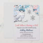 フクロウのベビーシャワー花の招待状 招待状 (正面/裏面)