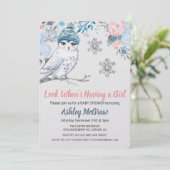 フクロウのベビーシャワー花の招待状 招待状 (スタンド正面)