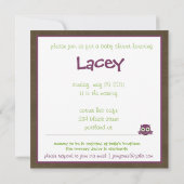 フクロウのベビーシャワー|の女の子>>茶色、緑及び紫色 招待状 (裏面)