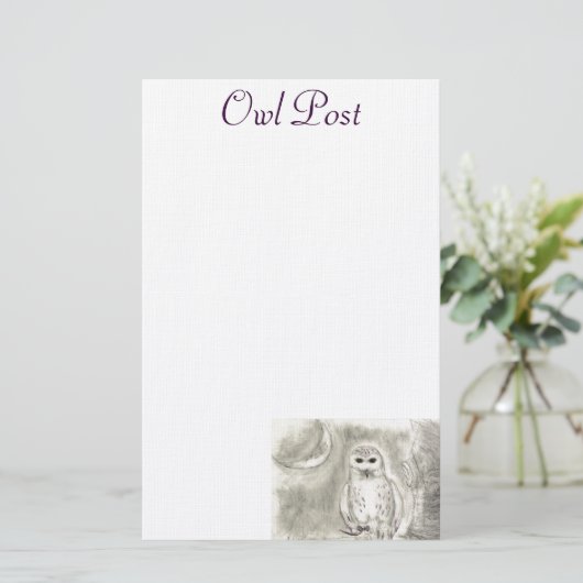 フクロウのポスト 便箋 (スタンド正面)