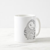 フクロウのマグのフクロウのお母さん及びベビーインクスケッチのフクロウの芸術のマグ コーヒーマグカップ (正面右)