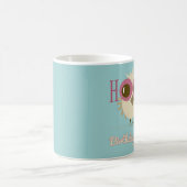 フクロウのマグの誕生会のギフトのピンクのティール（緑がかった色） コーヒーマグカップ (中央)