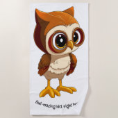 フクロウのメイキングの子ども、ここだ! v6 | ビーチタオル (正面)