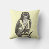 フクロウのモノグラム美しいヴィンテージ彫刻 クッション (裏面)