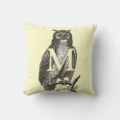 フクロウのモノグラム美しいヴィンテージ彫刻 クッション (正面)