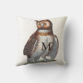 フクロウのモノグラム美しいヴィンテージ彫刻 クッション (裏面)