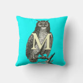 フクロウのモノグラム美しいヴィンテージ彫刻 クッション (裏面)