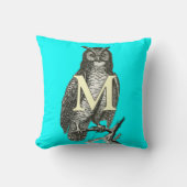 フクロウのモノグラム美しいヴィンテージ彫刻 クッション (正面)
