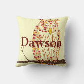 フクロウのモノグラム美しいヴィンテージ彫刻 クッション (裏面)