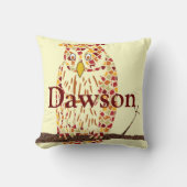 フクロウのモノグラム美しいヴィンテージ彫刻 クッション (正面)