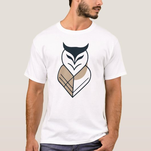フクロウのロゴ幾何学デザイン Tシャツ (正面)