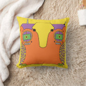 フクロウのロボットオレンジ黄色緑の紫色 クッション (ブランケット)
