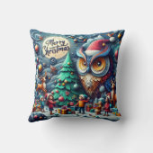 フクロウの下で集まるお洒落クリスマス クッション (裏面)