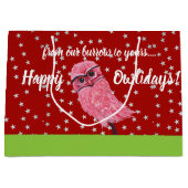 フクロウの休日のバッグを掘り進むこと ラージペーパーバッグ (正面)