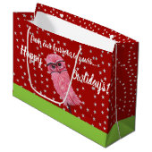 フクロウの休日のバッグを掘り進むこと ラージペーパーバッグ (正面アングル)