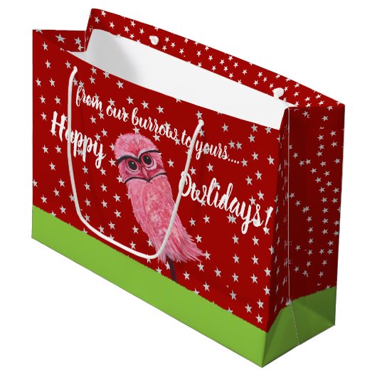 フクロウの休日のバッグを掘り進むこと ラージペーパーバッグ (正面アングル)