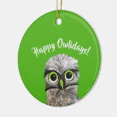 フクロウの休日を掘り進むこと セラミックオーナメント (左)