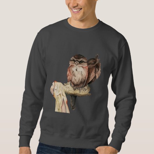 フクロウの兄弟姉妹の水彩画のポートレート スウェットシャツ (正面)