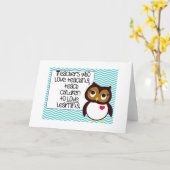 フクロウの先生の挨拶状 カード (黄色い花)