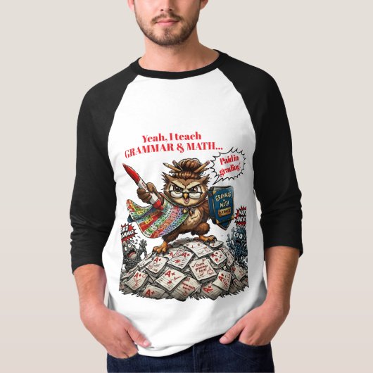 フクロウの先生マスコット - 文法と数学のヒーロー - Tシャツ (正面)