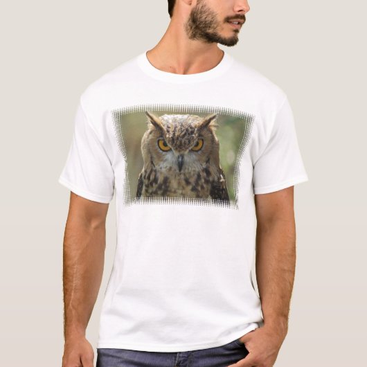 フクロウの写真の人のTシャツ Tシャツ (正面)