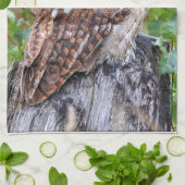 フクロウの写真 キッチンタオル (折り畳み)